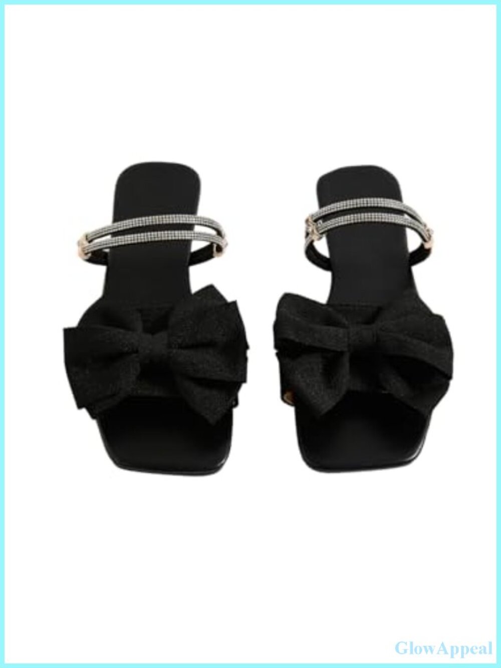 Women's Faux Leather Bow Flat Sandals Rhinestone Comfortable Slide Sandals